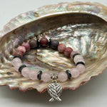 Pink Agate, Rose quartz, & Hematite  Angel Wing Gemstone Bracelet 16cm
