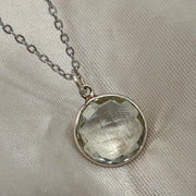 Green Amethyst Sterling Silver Faceted Crystal Pendant