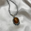 Sterling Silver Tigers Eye Oval Pendant Sterling SIlver Pendants