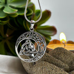 Sterling Silver Celtic Moon with a Triquetra Pendant
