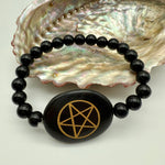 Black Agate Pentacle Gemstone Bracelet 18/19cm