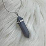 Grey Agate Crystal Double Terminated Pendant