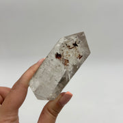 Double Terminated Clear Quartz with Chlorite and Red Hematite Inclusions