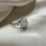 Square Shaped Sterling Silver Moonstone Crystal Ring