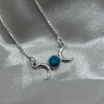 Moon Phase Small Sterling Silver Turquoise Crystal Necklace