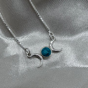 Moon Phase Small Sterling Silver Turquoise Crystal Necklace