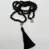 Black Agate Crystal Mala - Tree of life