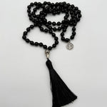Black Agate Crystal Mala - Tree of life