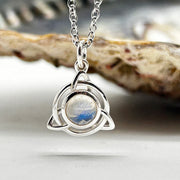 Sterling Silver Triquetra Moonstone Crystal Pendant