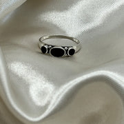 Black Onyx 3 Stone Sterling Silver Ring