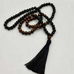 Black Tourmaline & Tigers Eye Crystal Mala - Purification & Protection