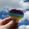Selenite Moonchild Rainbow Heart Palm Piece Crystal