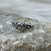 Sterling Silver Moonstone Faceted Crystal Ring