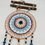 Evil Eye Macrame Beige and Wood Dreamcatcher