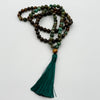 Bronzite, Tigers eye and Turquoise Crystal Mala - Focused intention