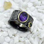 Amethyst Rhodium Plated Sterling Silver Ring With Peridot