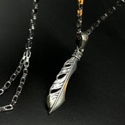 Sionyx Feather And Knife For Synchronicity And Balance Sterling Silver Pendant