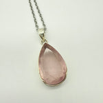 Rose Quartz Teardrop Faceted Sterling Silver Pendant