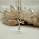 Ankh with inlay - Mother of Pearl Sterling Silver Crystal Pendant