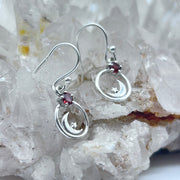 Sterling Silver Garnet Moon And Star Earrings