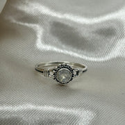 Petite Moonstone Crystal Sterling Silver Ring