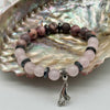 Pink agate, Rose quartz, & Hematite Charm Gemstone Bracelet 16cm