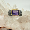 Rhodium Plated Sterling Silver Amethyst Ring