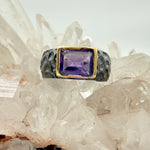 Rhodium Plated Sterling Silver Amethyst Ring