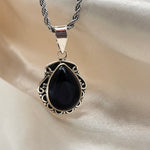 Sterling Silver Black Obsidian Crystal Pendant