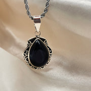 Sterling Silver Black Obsidian Crystal Pendant