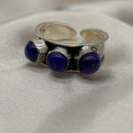 Lapis Lazuli Crystal Sterling Silver 3 Stone Ring