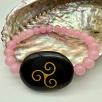 Rose Quartz Gemstone Love Triskell Bracelet 18/19cm