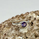 Amethyst Round Sterling Silver Crystal Ring