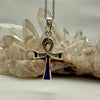 Ankh with inlay - Lapis Lazuli Sterling Silver Crystal Pendant