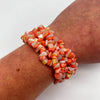 Crystal Coral And Mother Of Pearl Chip Cuffed Bracelet Crystal Bracelet
