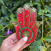 Red Mosaic Hand Of Hamsa Incense Holder Incense Holders