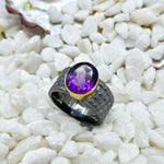 Amethyst Rhodium Plated Sterling Silver Ring
