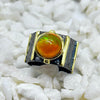 Mexican Opal Rhodium Plated Sterling Silver Ring Sterling Silver Rings