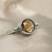 Sterling Silver Citrine Crystal Ring