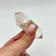 Double Terminated Clear Quartz Small Generator With Red Hematite