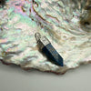 Lapis Lazuli Petite Crystal Pencil Point White Metal Pendant from India