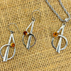 Citrine Faceted Crystal Sterling Silver Set Charms & Pendants