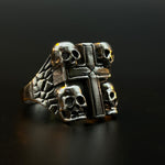 4 Skull Cross Sterling Silver Men’s Ring