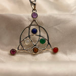 Sterling Silver Triskel And 7 Chakra Crystal Pendant