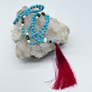 Turquonite Mala Praying Beads With Tigers Eye Red Tassel