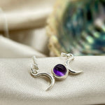 Moon Phase Small Sterling Silver Amethyst Crystal Necklace