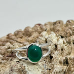 Green Onyx Oval Sterling Silver Crystal Ring