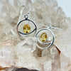 Modern Crescent Moon Citrine Crystal Sterling Silver Earrings