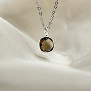 Faceted Smoky Quartz Crystal Sterling Silver Pendant