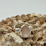 Rose Quartz Teardrop Sterling Silver Crystal Ring